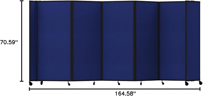 Versare Room Divider 360 Portable Wall Partition | Folding Panels | Large Freestanding Divider | Locking Wheels | Temporary Room Separator