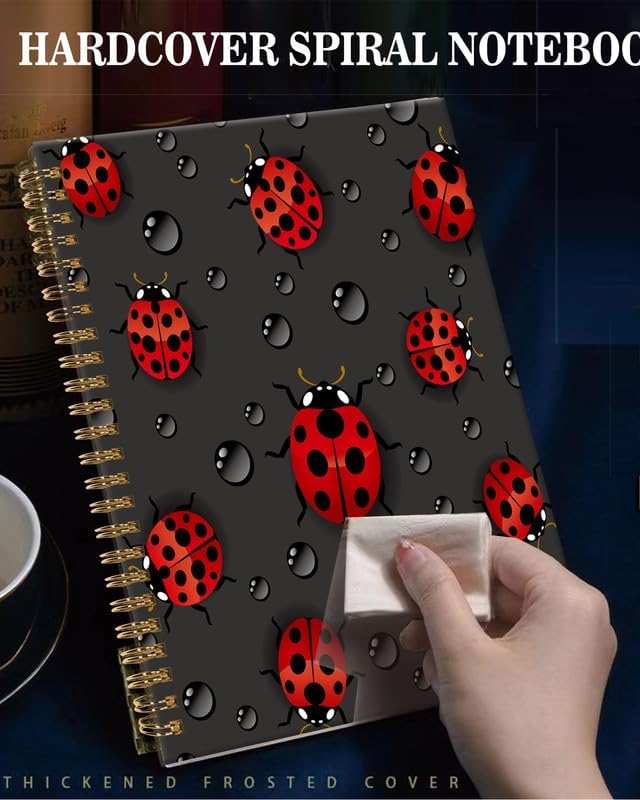 Spiral Journal Notebook,A5 Hardcover Lined Journals for Women Girl 6 x 8.3 in,120 Pages Thick Paper,Cute College Ruled Writing Notebook for Gifts Office Work School(Beautiful Red Ladybug)