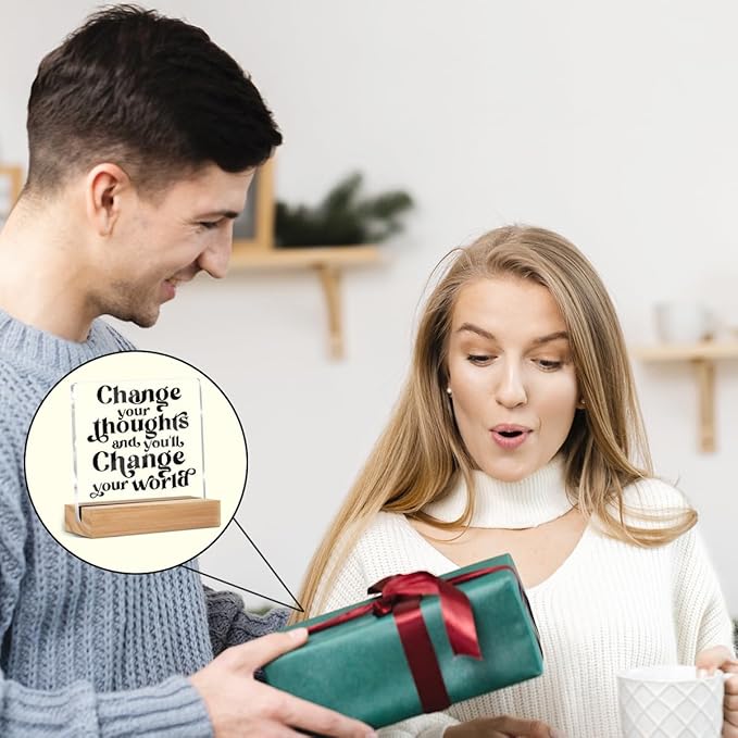 Inspirational Quotes Desk Decor, Thank You Gifts for Women Men Friends, Inspirational Gifts for Coworker Motivational Quote Clear Sign Home Office Table Shelf Desk Decor Christmas Birthday Gift