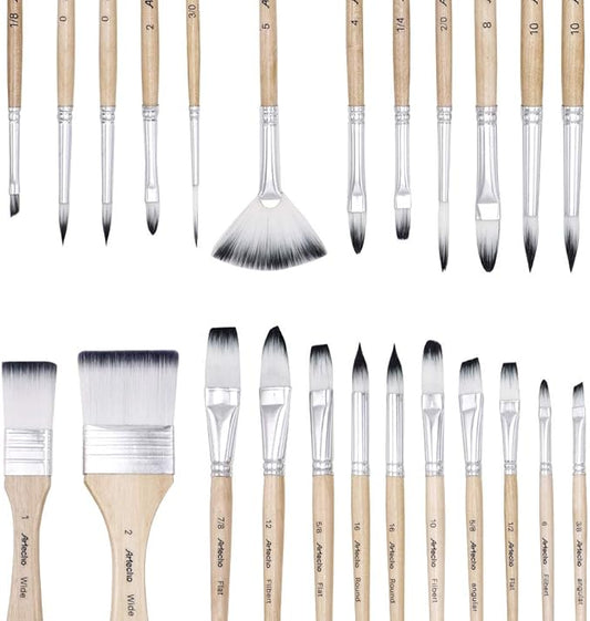 Artecho 24 PCS Paint Brushes for Acrylic Painting, Acrylic Paint Brushes for Oil, Watercolor, Acrylic, Gouache and Canvas Painting