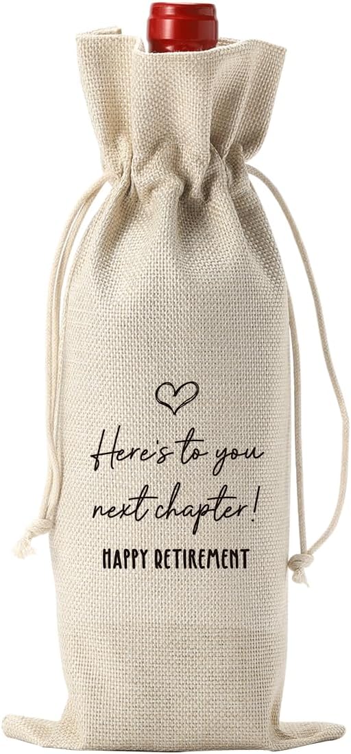 Funny Retirement Gifts for Woman Men Retirement Wine Gifts Bag Happy Retirement Party Decorations Retired Gifts Leaving Gifts for Coworkers Boss Here's to Your Next Chapter Happy Retirement