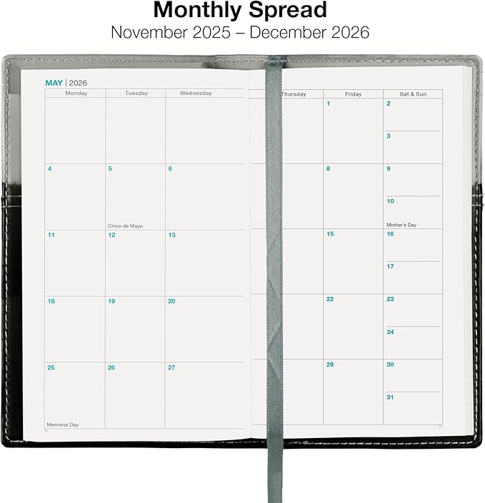 2026 Pocket Planner/Pocket Calendar and Pen, 3.5"x6": Includes 14 Months (November 2025 - December 2026) / 2026 Weekly Planner/Weekly Agenda/Monthly Calendar Organizer (Gray/Black)