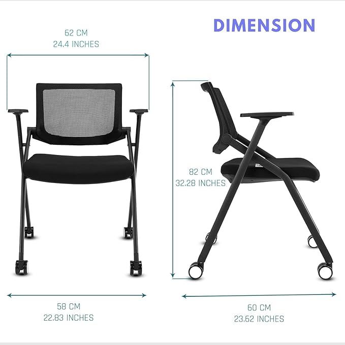 Conference Room Chairs with Wheels and Paddle, Ergonomic Mesh Back and Arms for Meeting, Conference, Reception, Training Room & Home Office Desk Folding Chairs 8 Pack