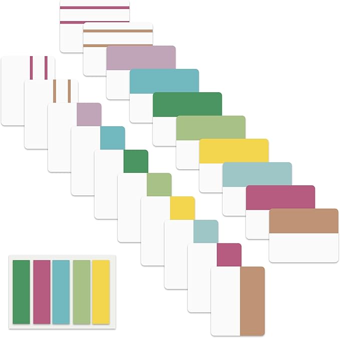 ELII 500 PCS Sticky Index Tabs 21 Sets, Colorful Book Tabs Sticky Tabs for Notebooks, Page Tabs for Binders, Page Markers Notebook Tabs