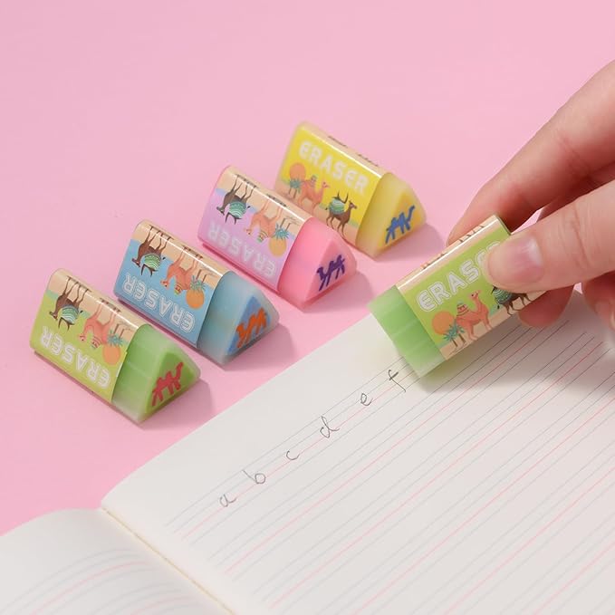 16 Camel Jelly Erasers for Kids, Kawaii Animal Shaped Rectangular School Supplies