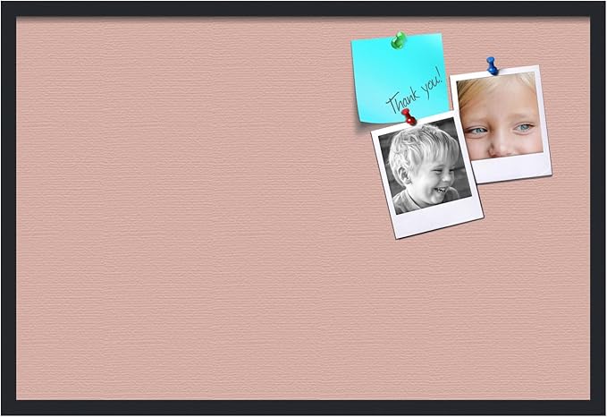 PinPix 36x24 Inch Cork Bulletin Board. This Decorative Framed Pin Board Comes with Pink Pastel Design and a Satin Black Frame. Ideal for Home Office Decor or Message Board (PinPix-1813)