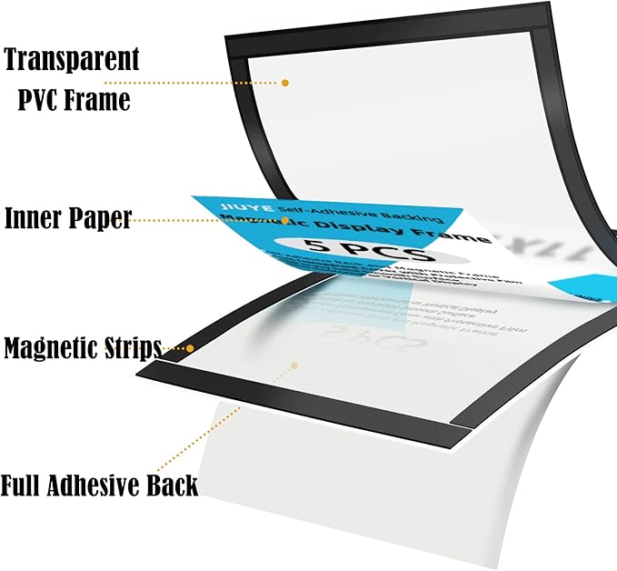 20pcs Magnetic Sign Holder 11 x 17 with Magnet Strip Border,Self Adhesive Magnetic Wall Mount Sign Holder,Display Picture Frames Window Poster Paper Flyer Holder for Home Office Store