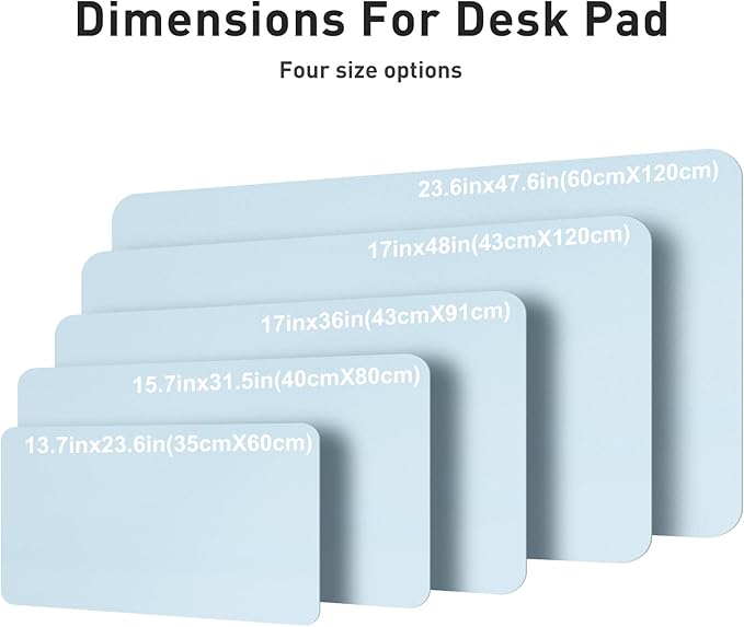 Aothia Faux Leather Desk Mat – Large Mouse Pad, Non-Slip PU Leather Blotter, Waterproof Writing Surface for Office and Home (Baby Blue, 47.2" x 23.6")