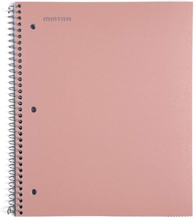 Mintra Office Durable Spiral Notebooks, 1 Subject, (Salmon, Sage Green, Lavender, Wide Ruled 3pk) - 100 Sheets, Poly Pocket, Moisture Resistant Cover, School, Office, Professional