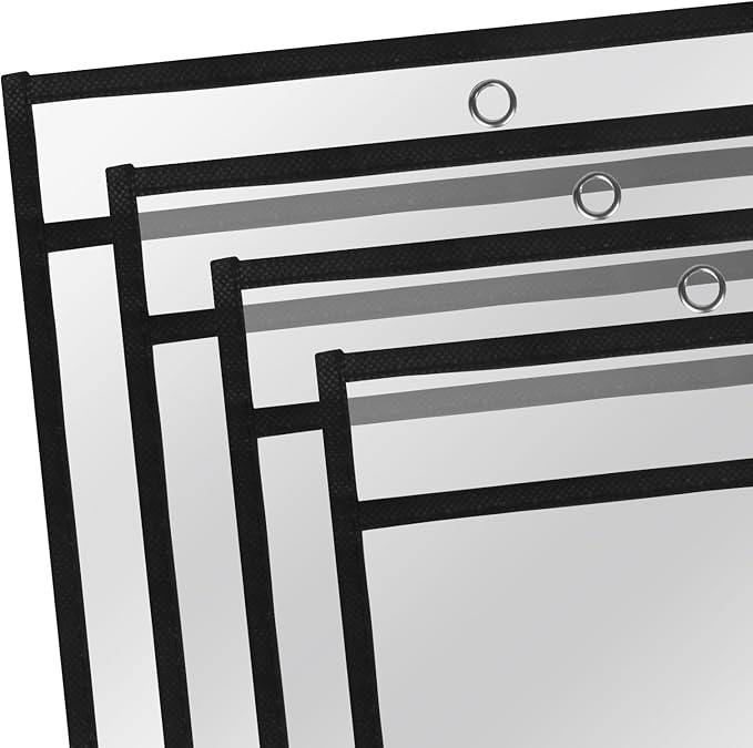 Job Ticket Holders 9x12, 30 Pack Heavy Duty Sheet Protectors Plastic Paper Sleeves 8.5 x 11 Clear Document Protectors Dry Erase Pocket Sleeves Document Holder for Shop Office Classroom Home, Black