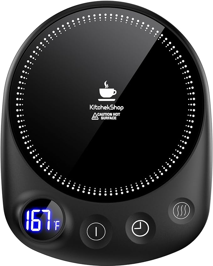 Coffee Mug Warmer - Fastest Heating & Highest Temperature, Coffee Cup Warmer for Desk Auto Shut Off, 4 Temp Settings & 1-12H Timer, Smart Electric Beverage Warmer for Coffee, Tea (Black)