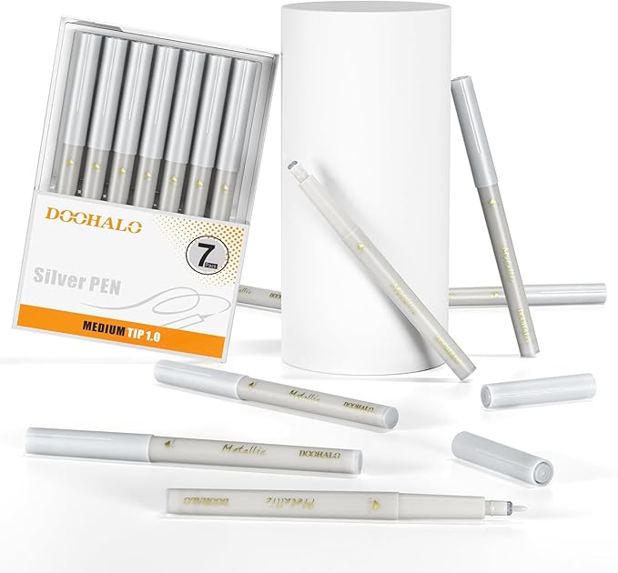 DOOHALO Metallic Pens Gold Silver Marker Compatible with Cricut 3/Maker/Explore 3/Air 2/Air Machine 1.0 Medium Point Tips for Drawing Writing
