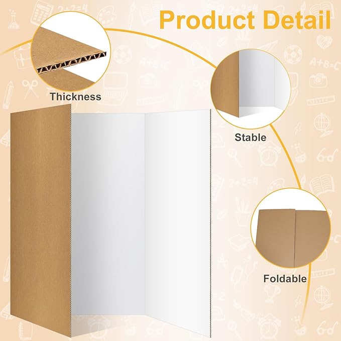Trifold Poster Board 36"x48", White Extra Large Corrugated Display Board Foldable Board for School Projects, Science Fair, Business Presentations, Photo Displays, Graduation Exhibitions- 2 Pack