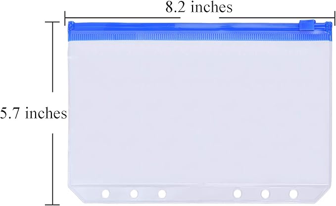 Antner 12PCS A5 Binder Pockets 6-Hole Budget Cash Envelopes for A5 6-Ring Binder, Multicolor Zipper Pouches for Planner Inserts, Money Organizer Bags Savings Challenge Envelopes for Cash Stuffing