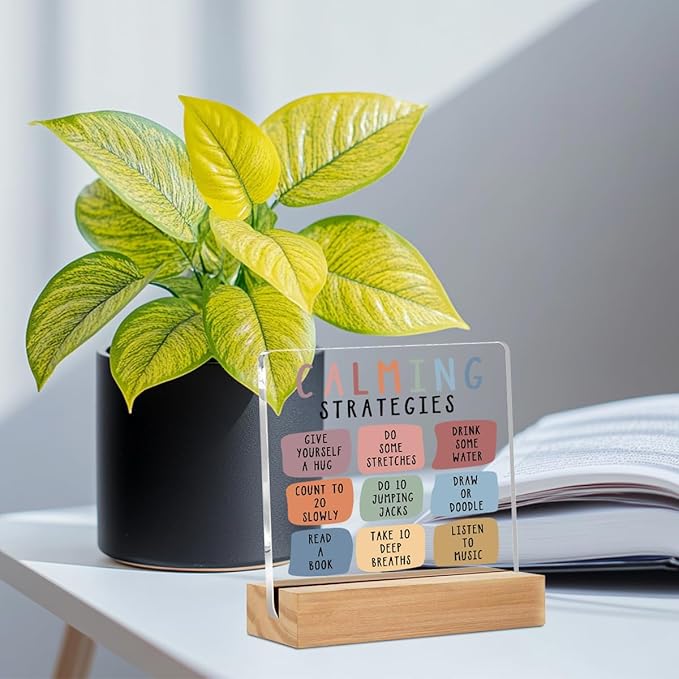 Christmas Thank You Gifts, Calming Corner Table Desk Decors, Calm Down Corner Supplies Therapist Office Decor, Positive Affirmations Acrylic Sign, Counseling Room Therapy Office Home Bedroom Decor