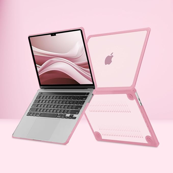 MOSISO Compatible with MacBook Pro 13 inch Case M2 2025-2016 A2338 M1 A2251 A2289 A2159 A1989 A1708 A1706, Anti-Cracking Heavy Duty Plastic TPU Bumper Hard Case&Keyboard Skin&Screen Film, Chalk Pink