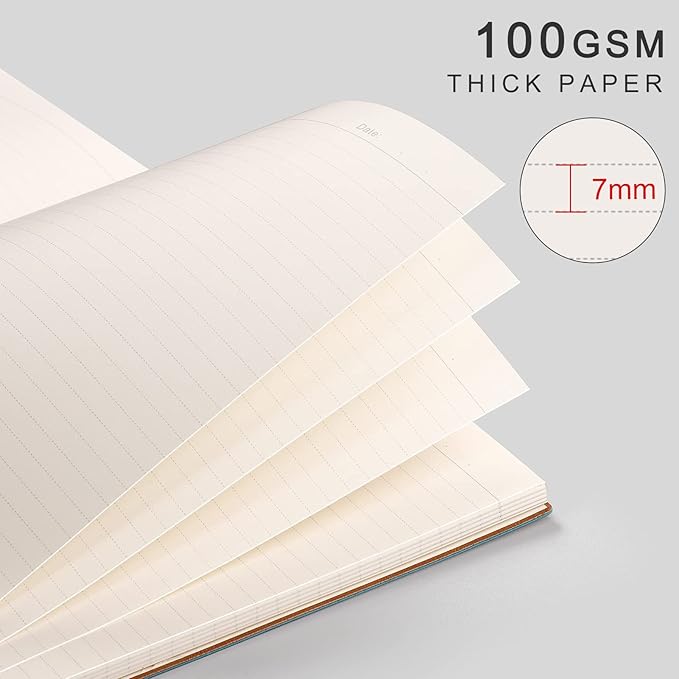 AHGXG Lined Journal Notebook - Thick Journal 320 Pages, A4 Large Notebook College Ruled, 8.5''×11'', 100gsm Thick Paper, Leather Softcover Notebook for Work School - Blue