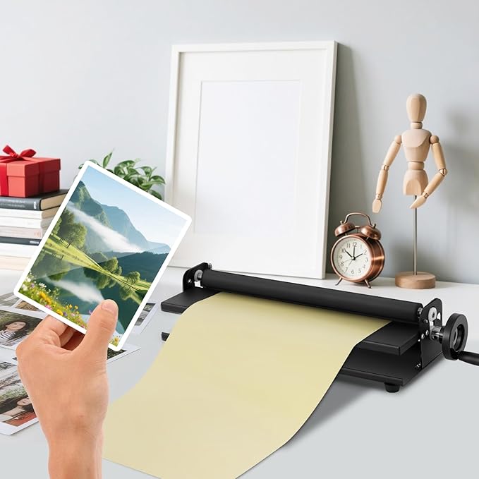 MXBAOHENG 13.8 inches Manual Cold Laminator, 350MM Portable Hand-cranked Cold Press Laminator, 2mm Laminating Thickness, for Individual, Office and School