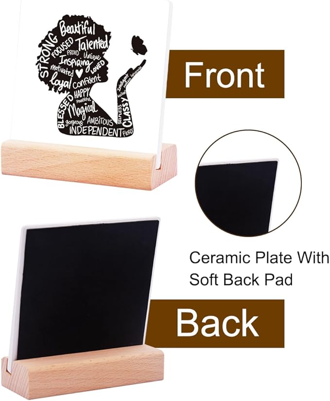 Inspirational Office Desk Decor for Women Girls,Strong Beautiful Loved Ceramic Plaque Sign for Office Desk Decor,Positive Gifts for Boss Colleague