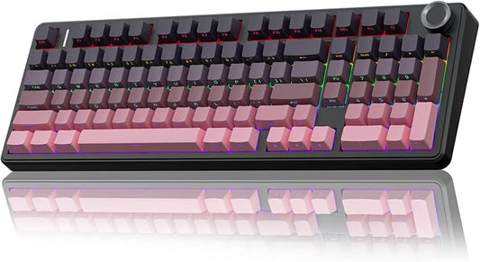 AULA F99 Pro Wireless Mechanical Keyboard with Knob,Tri-Mode BT5.0/USB-C/2.4GHz Hot Swappable Keyboard,Pre-lubed Switches,RGB Backlit Computer Gaming Keyboards