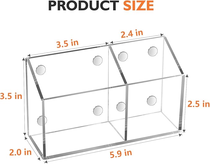 Magnetic Pen Holder Classroom Organization Acrylic Marker Holder for Whiteboard Refrigerator Locker Accessories Pencil Dry Erase Marker Basket (2 Compartments * 1)