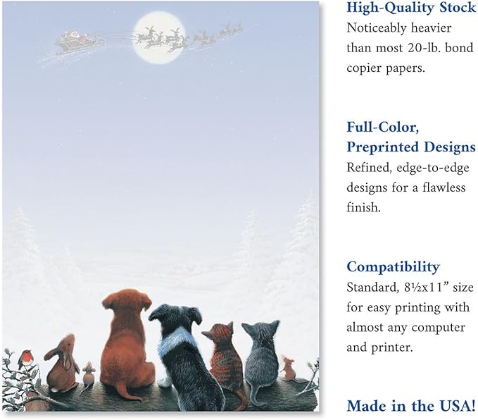 Christmas Dreams Stationery - Holiday Letters, Printer Paper, 25 Sheets, 8½ x 11 Inch, by Current