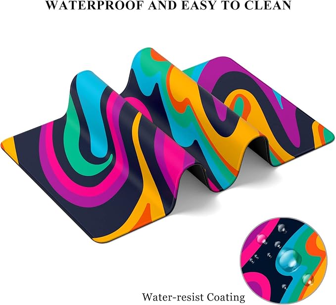 Desk Mat, 32" x 12" XXL Extended Large Gaming Mouse Pad, Desktop Decor Desk Pad, Cute Men Women Office Supplies and Accessories, XL Mouse Mat for Laptop & Keyboard, Colorful Abstract Painting