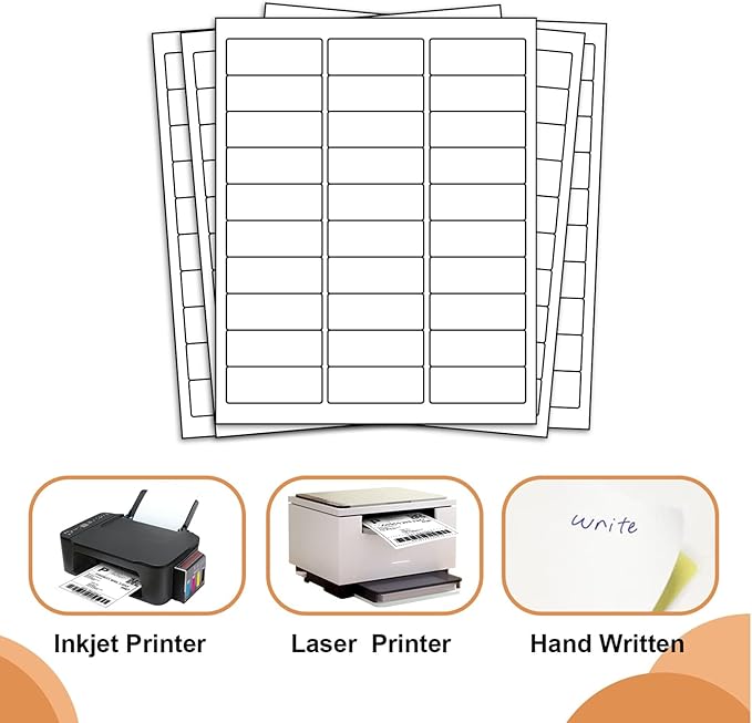 30-up 1" X 2-5/8" Address Mailing Labels for Laser and Inkjet Printers, 500 Sheets SKU Product Labels (75000 Labels)