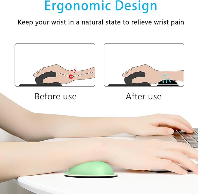 Dapesuom Mouse Wrist Rest, Ergonomic Memory Foam Mouse Wrist Support, Leather Hand Rest Pad Cushion for Gaming, Office, Laptop, Wireless Mouse, Men, Women, Pain Relief & Easy Typing, Mint Green