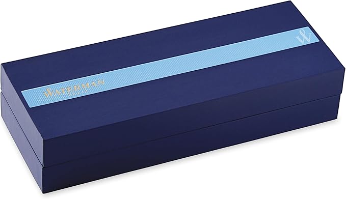 Waterman Expert Ballpoint Pen, Black with Golden Trim, Medium Tip, Blue Ink, Gift Box