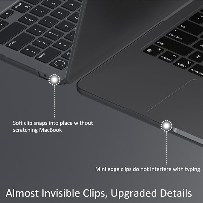 KEROM Space Grey Case for MacBook Air 13 inch 2025-2022 M4 M3 M2 A3240 A3113 A2681, MacBook Air M3 13 inch Case, Frosted Matte Plastic Hard Shell & Keyboard Cover for Mac Air 13.6'', Space Gray Clear