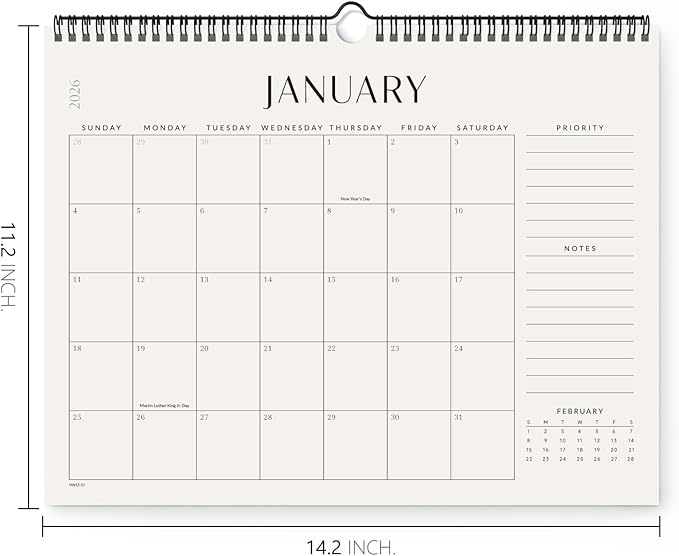 Jotsome Wall Calendar 2025-2026, Monthly Wall Calendar From Now to December 2026 14.2x11.2 inch for Home and Office, Easy Planning