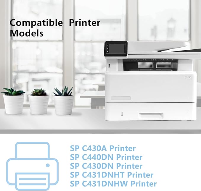 High Yield SP C430A C440DN Toner Cartridge Replacement for Ricoh 821105 821106 821107 821108 with Aficio SP C430A C440DN C430DN C431DNHT C431DNHW Printer(4 Pack Black Cyan Magenta Yellow)