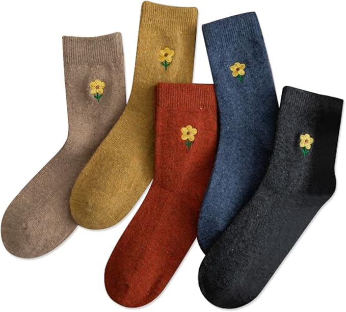 IIG Cute Warm Wool Socks for Women Super Cozy Thick Crew Winter Socks Gifts, 5 Pairs