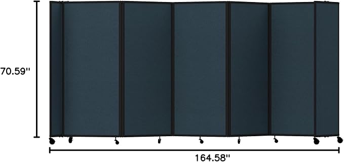 Versare Room Divider 360 Portable Wall Partition | Folding Panels | Large Freestanding Divider | Locking Wheels | Temporary Room Separator