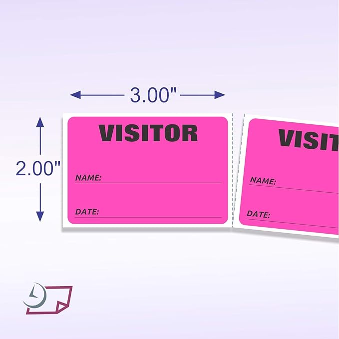 NextDayLabels - 3 x 2 Visitor Labels Pass, ID Labels and Safety Identification Badge Stickers 500 Per Roll (Fluorescent Pink)