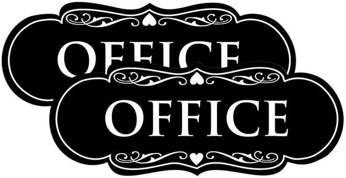 All Quality Designer Office Sign | Easy Installation - Black - Small (2 Pack)