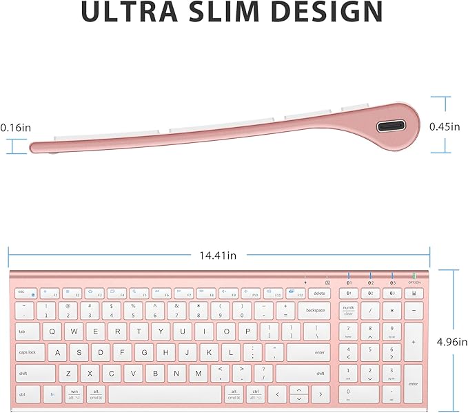 iClever BK10 Bluetooth Keyboard, Universal Bluetooth 5.1 Wireless Keyboard with Number Pad, Ergonomic Design, Multi-Device Compatibility, Stable Connection for Mac, iPad, iPhone, Android, Windows