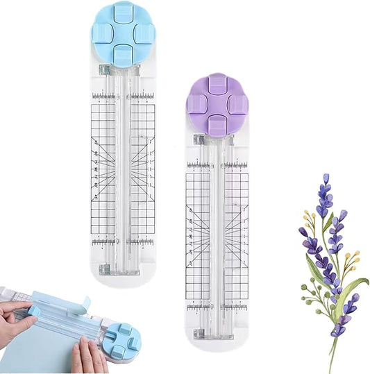 4-in-1 Multi-Function Paper Trimmer,Bidirectional Papers Cutter,Bidirectional Rotary Paper Cutter for A4/Photo/Card, for Daily Manual and Office Use (Blue+Purple)