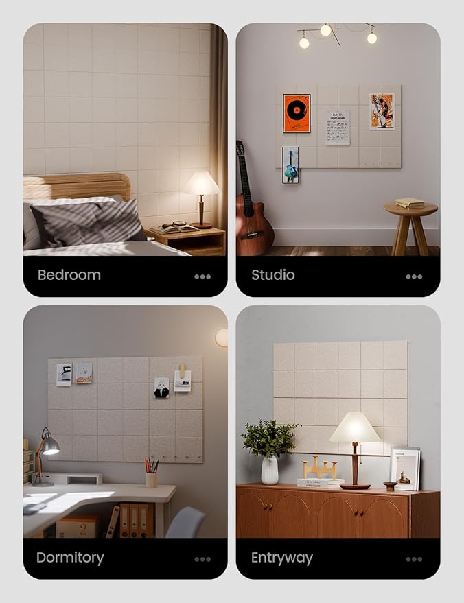 Large Felt Bulletin Board 36" x 24"Cork Board Alternative-6 Pack with 40 Safe Removable Adhesive Tabs, Cork Boards for Walls Cork Board for Home Office Classroom Pin Board-Oatmeal