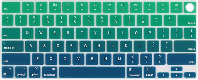 Batianda Premium Gradient Color Keyboard Cover for New MacBook Pro 14'' Pro 16'' 2024 2023 M4 M3 M2 M1 Pro/Max Chip & New MacBook Air 13 15 inch Soft-Touch Silicone Protective Skin,Gradient Green