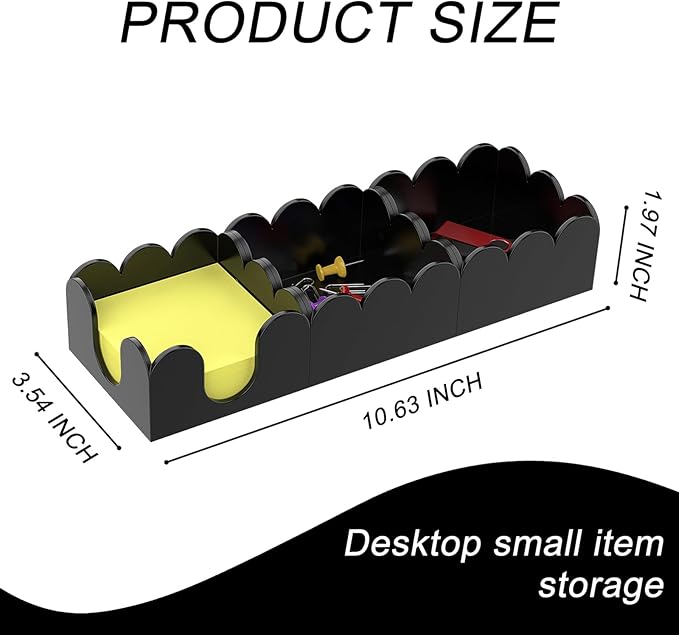 YAGELI Magnetic 3-in-1 Acrylic Sticky Note Holder Dispenser | Modern Desktop Organizer for 3x3 Post It Notes & Memo Pads with Non-Slip Base | for Productive Workspace at Office, Home or School | Black