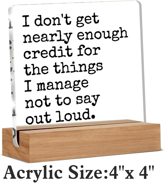 Funny Office Gifts for Women Men Coworkers, Funny Office Desk Signs Decor for Work, Sarcastic Quote Decorative Acrylic Plaque