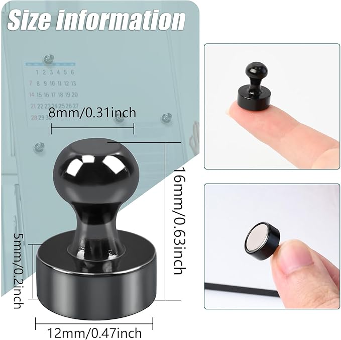 50 Pack Fridge Magnet, Black Strong Magnets for Whiteboard, Push Pin Magnets Refrigerator Magnets Small Strong Neodymium Magnet for Office, Classroom, Kitchen, Home