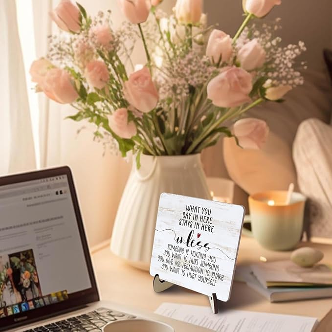 Wooden Mental Health Plaque - Desk Sign for Psychology, Therapy & Counseling Offices