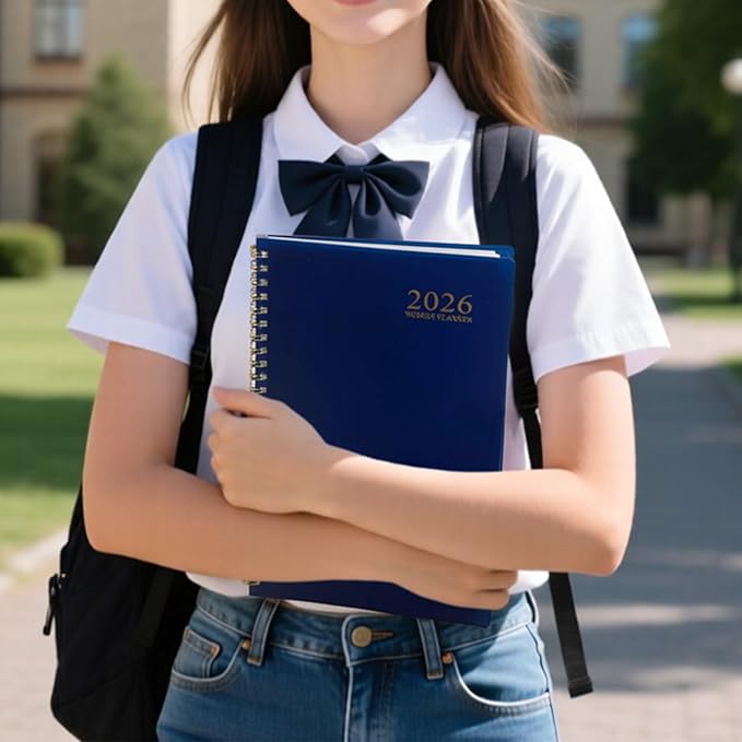 2026 WeeklyMonthlyand Yearly Planning Calendar with 8 Stickers, 6" x 8.25" Planner, Softcover, Spiral Bound, Laminated Labels, Laurel Series (Green)