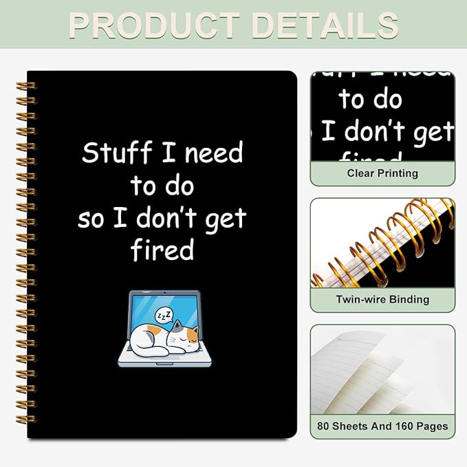 2 Pcs Cat Notebook, Cute Cats Gifts Spiral Notebook College Ruled, Journaling Notebooks for Work, Note Books Home College Office Supplies Cat Themed Gifts for Girls Teens Colleagues