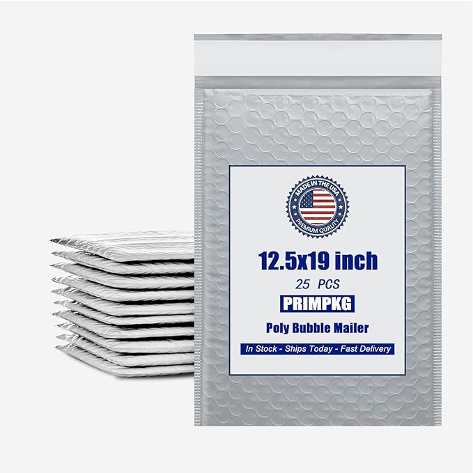 12.5in x 18in Bubble Mailer, Gray Poly Mailer, Padded Envelope, Shipping Envelope, Waterproof, Self-Sealing, For Small Business, Shipping, Mailing, Boutique Packaging(25PCS)