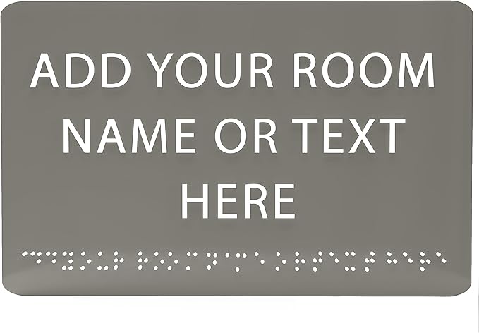 9" X6" Personalized Custom Sign - ADA Compliant Tactile Graphics Grade 2 Braille Text Acrylic Wall Signs - Add Your Room Name Text Sign for Home School Office Business Workplace