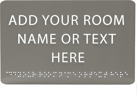 9" X6" Personalized Custom Sign - ADA Compliant Tactile Graphics Grade 2 Braille Text Acrylic Wall Signs - Add Your Room Name Text Sign for Home School Office Business Workplace